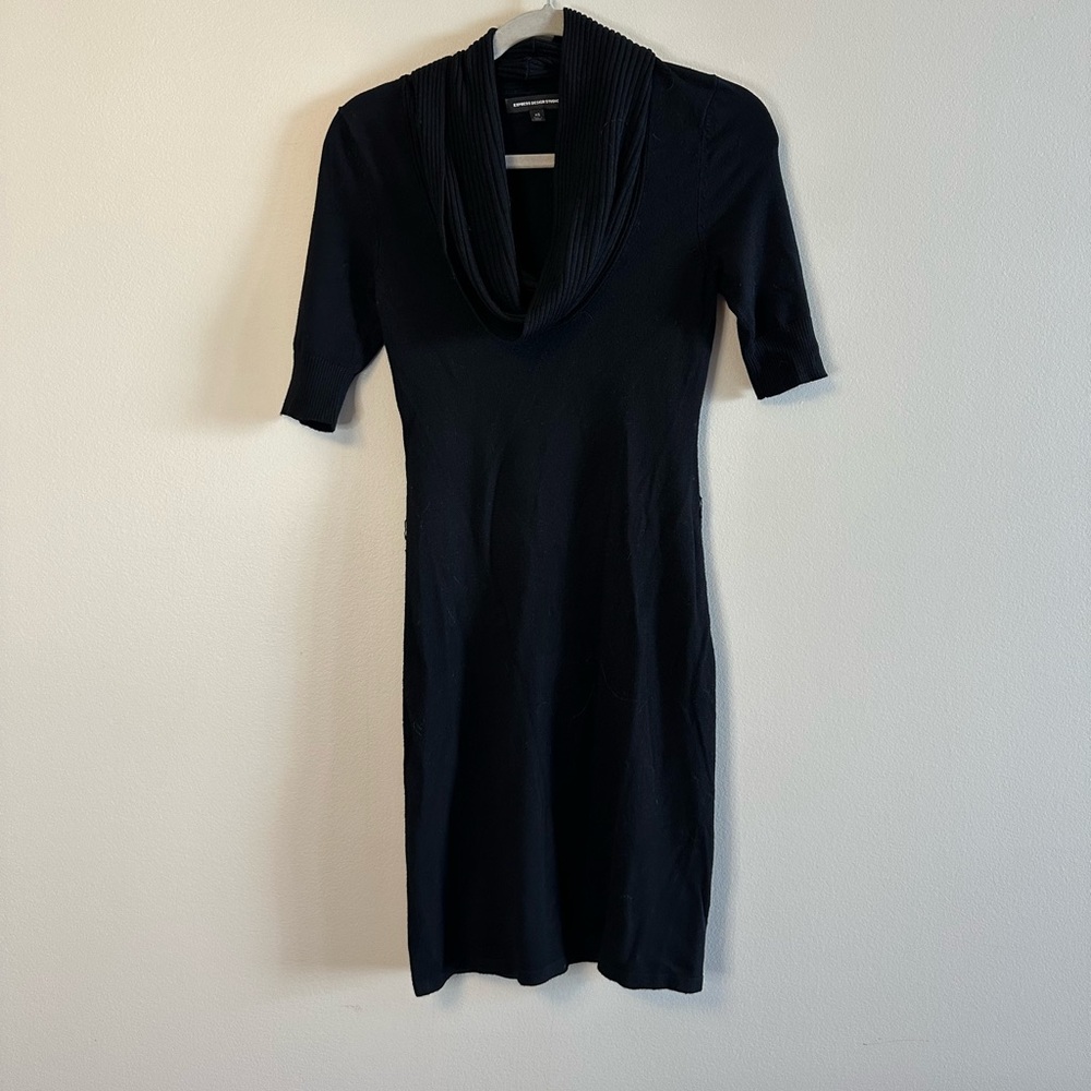 Black Cowl Neck Short Sleeve Sweater Dress size XS